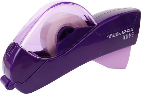 Eagle Automatic Tape Dispenser, Tape Gun, Single Handheld Design, Free 1 Roll of 0.5 Inch (12 mm) and 1 Roll of 0.75 Inch (19 mm) Tapes (Purple)