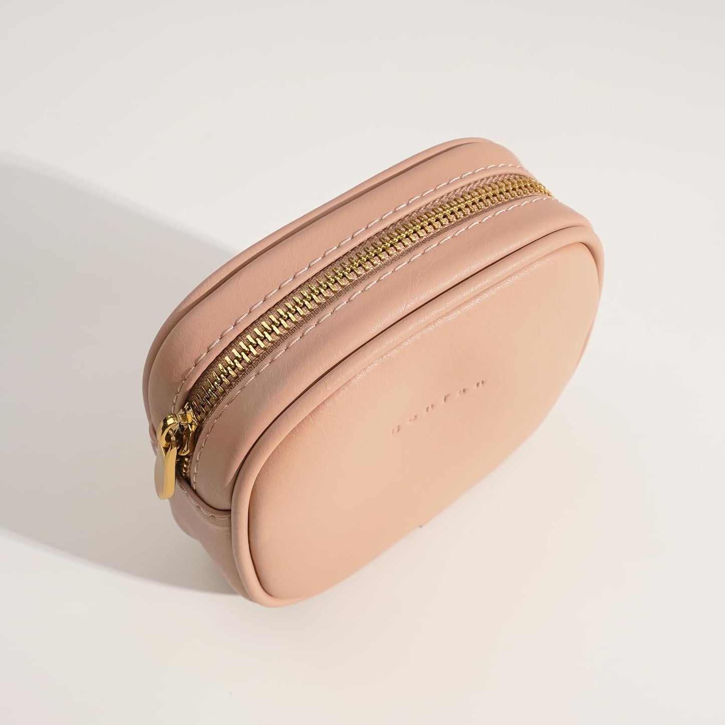 Leather Cosmetic Bag for Women Small Zipper Makeup Bag for Purse Waterproof Travel Makeup Organizer Charger Storage Pouch Color Pink