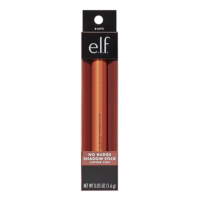 e.l.f. No Budge Shadow Stick, Longwear, Smudge-Proof Eyeshadow, Twist-up Design & Built-in Sharpener, Vegan & Cruelty-Free, Copper Chic