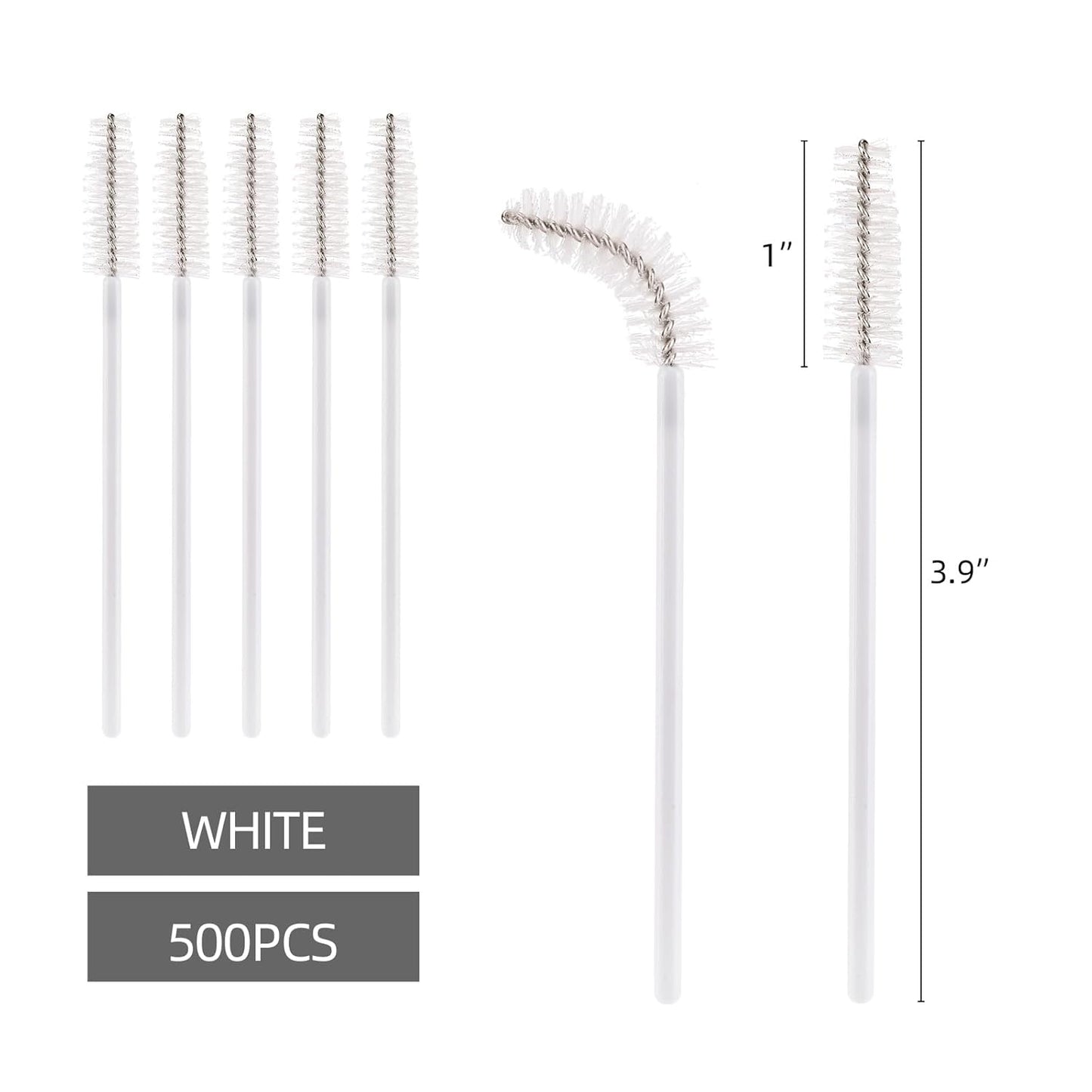 Tbestmax 500 Disposable Mascara Wands Eyelash Brush White Spoolies for Eyebrow Eye Lash Extension
