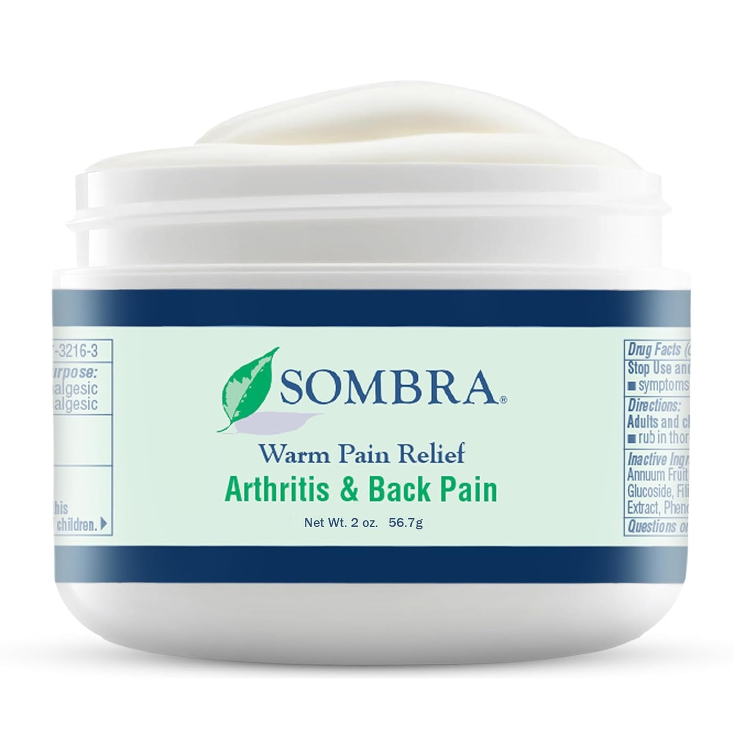 Sombra Warm Pain Relief Gel, Warm Relief for Arthritis and Chronic Pain Pre-Workout Muscle Rub Vegan Formula Free of Artificial Fragrances, Dyes, NSAIDs, Wax, Petroleum, Alcohol - 2oz Jar