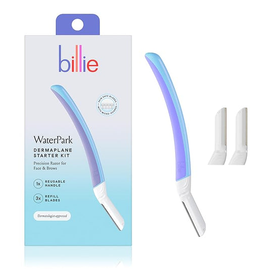 Billie - Dermaplane Starter Kit - Reusable Handle + 3 Refill Blades - Remove Facial Hair + Perfectly Shape Brows - Dermatologist-Approved - WaterPark