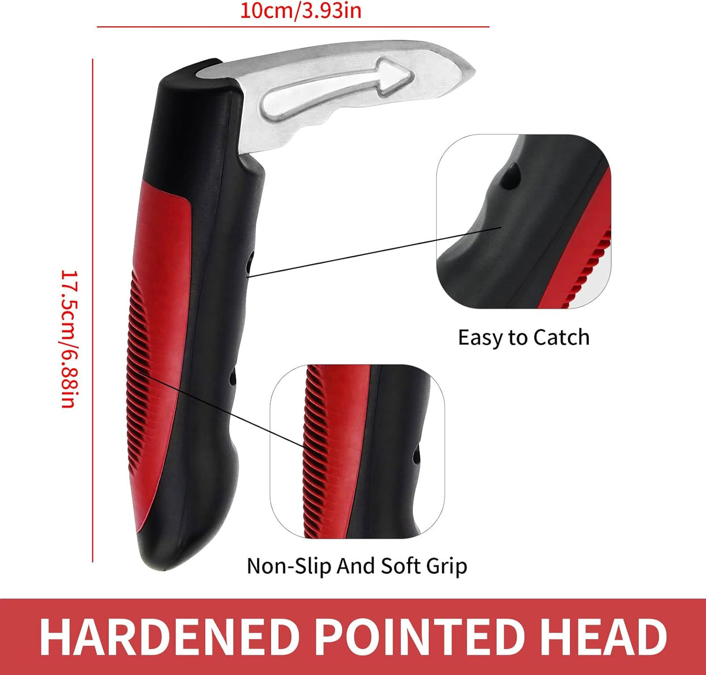 Vehicle Support Handles, Car Handle Assist for Elderly Multifunction Car Handle with Window Breaker for Elderly and Handicapped Red