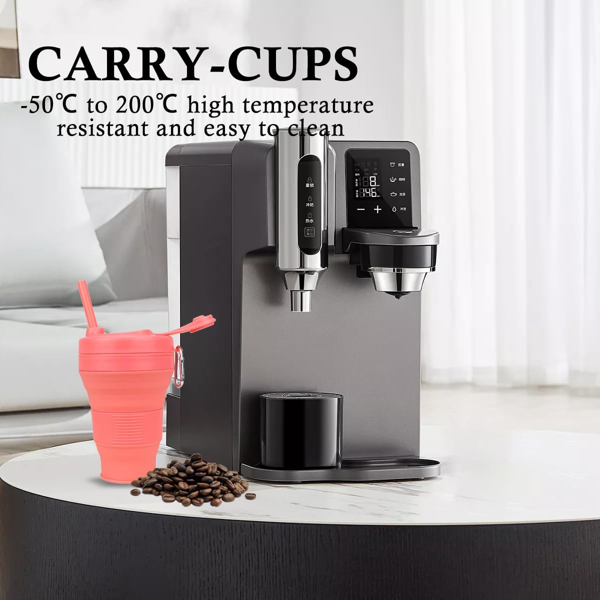 Silicone Coffee Cup with Straw lid Collapsible Cups for Traveling 20oz Lightweight Folding Water Mug for Picnic Hicking Camping Climbing