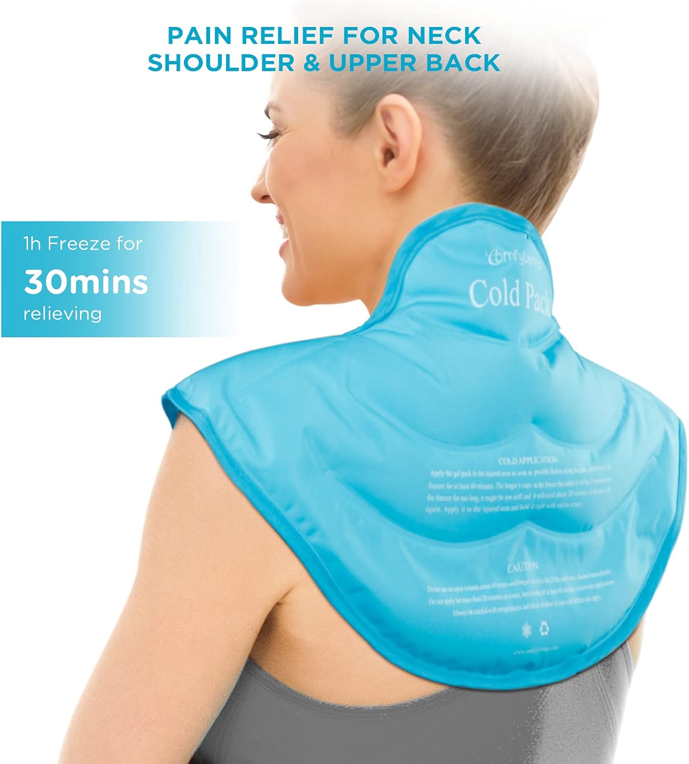 Comfytemp Ice Pack for Neck Shoulders Pain Relief, Resuable Large Gel Shoulder Cooling Wrap for Upper Back, Cold Compress Physical Therapy for Cervical Injuries, Men Women Gift