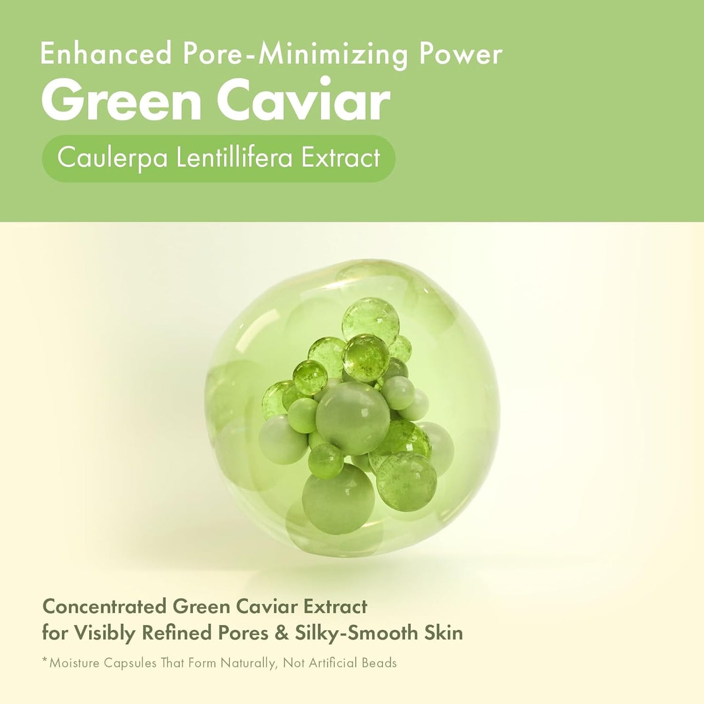 Green Caviar Pore Ampoule With 2,500ppm Green Caviar, Niacinamide, Pore Minimizer, Hydrating, Firming, Pore Tightening, Reduces Pores, Korean Skin Care, 33ml, 1.11 fl.oz.