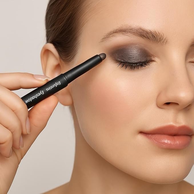 6Pcs Cream Eyeshadow Sticks Set, Champagne Pearl Brown Cocoa Stone Green Sliver Shimmer Matte Waterproof Eye Brightener Stick Palette for Eye Makeup 02 (6Pcs-02)