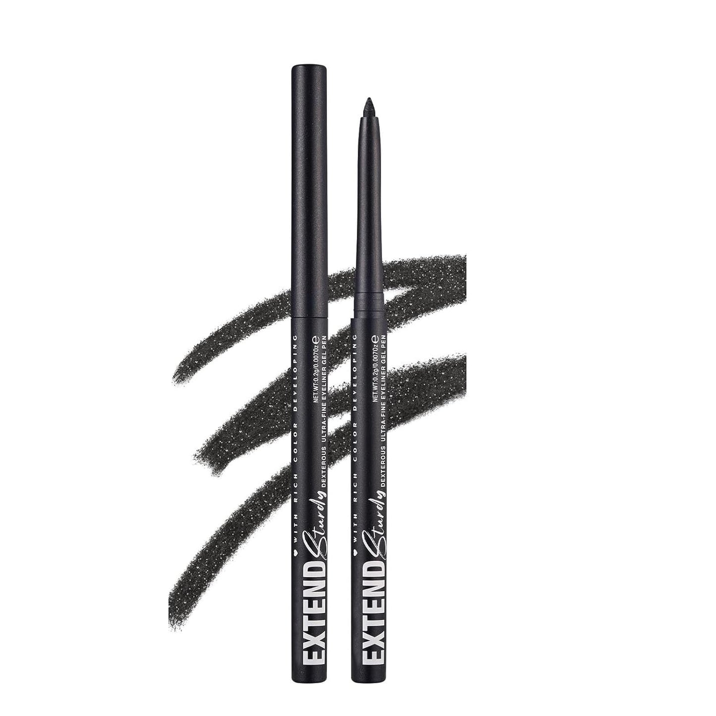Black Shimmer Eyeliner Pencil Waterproof Retractable Black Gel Eyeliner Smudge-proof Hypoallergenic Makeup (12#)