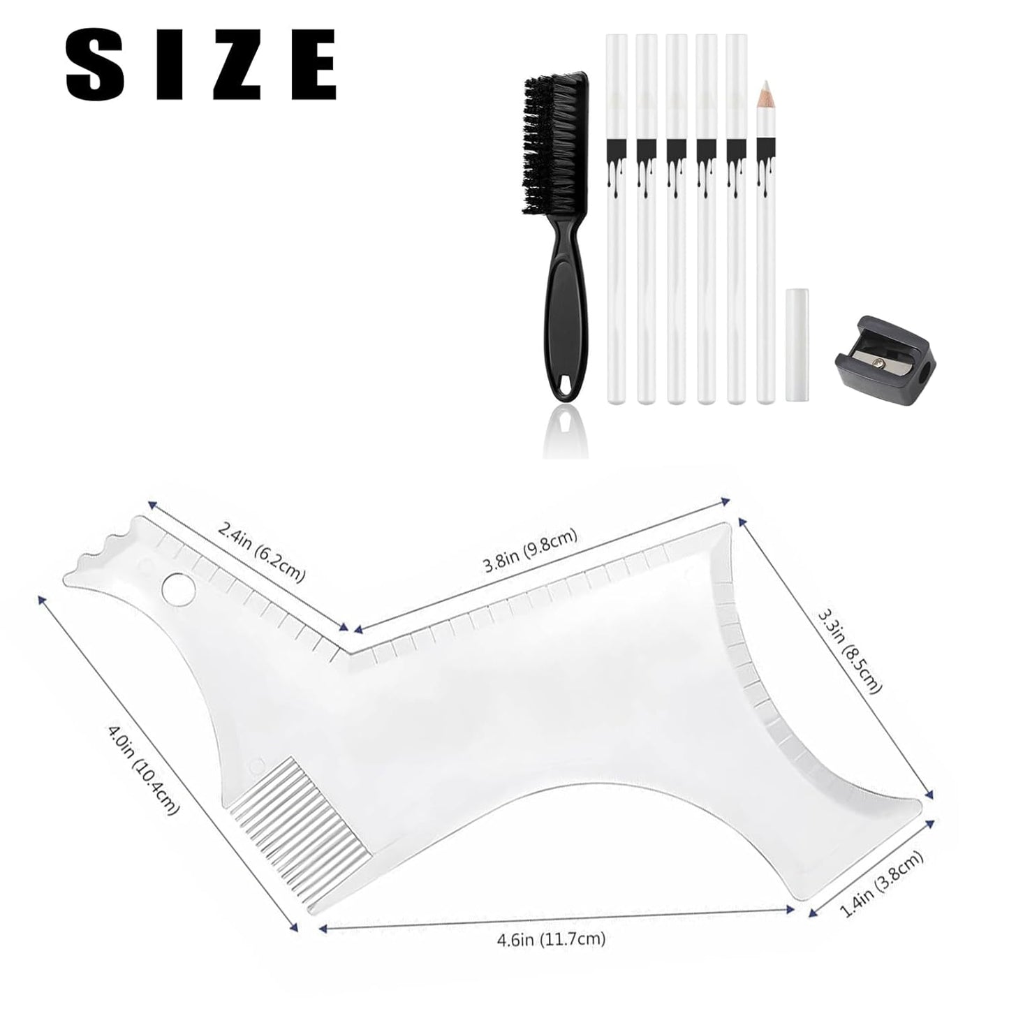 White Barber Pencil Set - Edge Hairline Razor Trace Pencils Beard Guide Beard Hairline and Beard Shaping Pencils,with Sharpener Ruler Brush for Men