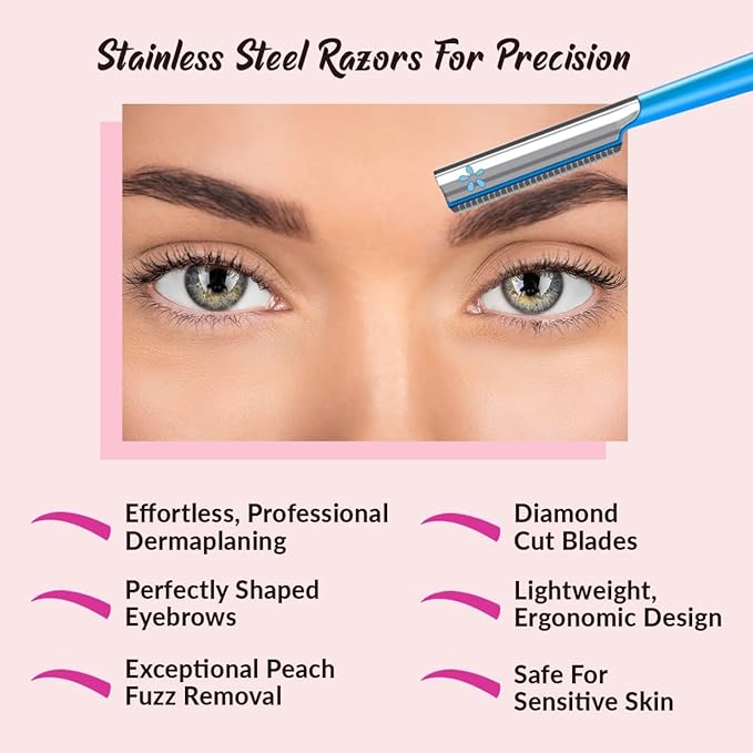 Womens Facial Hair Razor For Face Peach Fuzz Removal Shaver Dermaplaning Tool Sensitive Skin Trimmer Fine Hair Eyebrow Razors Dermaplane Exfoliating
