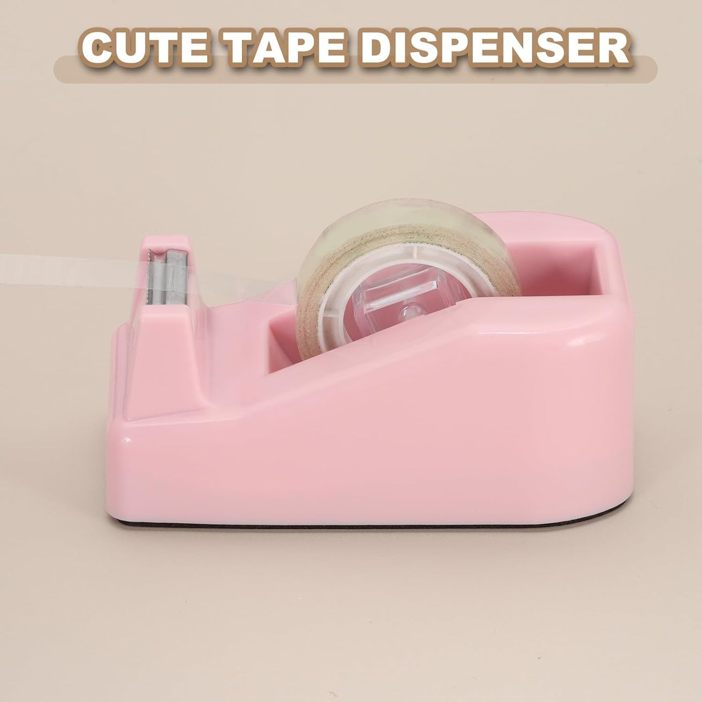 PATIKIL 2pcs Tape Dispenser Desk, Small Tape Dispenser Cute Desktop Dispenser Holder for Tape Office Desktop, Pink Purple