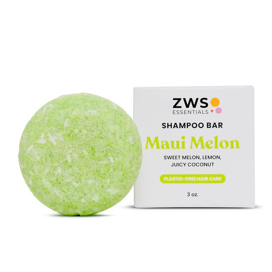 Maui Melon Shampoo Bar, Vegan Solid Hair Cleanser with Sweet Melon, Lemon, and Coconut, for Curly Hair, Zero Waste, Travel-Friendly, Clean Beauty