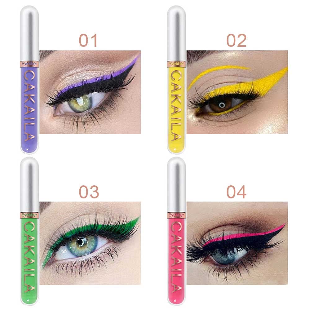 evpct 8 Colors Colored Colorful Matte Liquid Makeup Eyeliner Liquid Set Stamps Shapes for Eyes, Pink Red Yellow Blue Purple White Black Liquid Eyeliner Waterproof Color Eye Liners Pencil for Women 01
