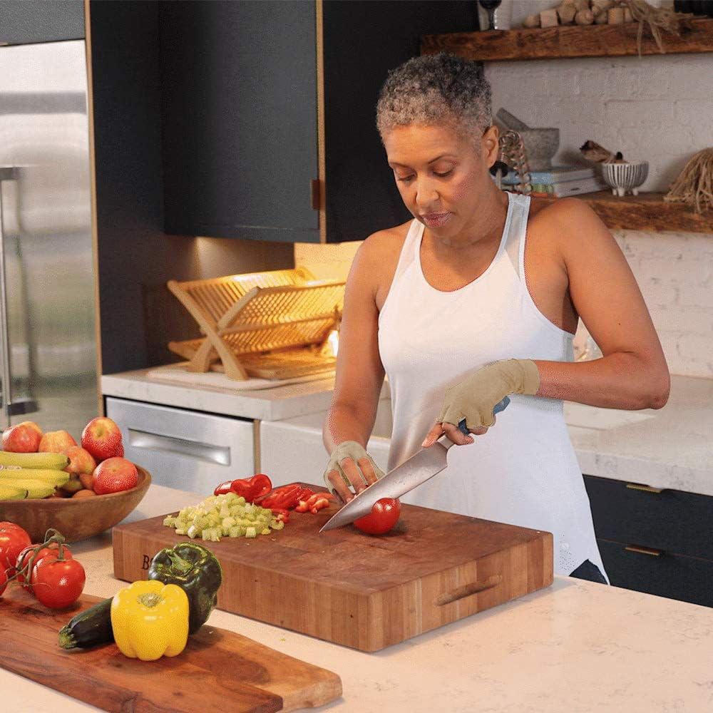 Copper Compression Arthritis Gloves | Fingerless Arthritis Carpal Tunnel Pain Relief for Men & Women | Hand Support Wrist Brace for Neuropathy, Rheumatoid, Tendonitis, Swelling, Crocheting Nude (L)