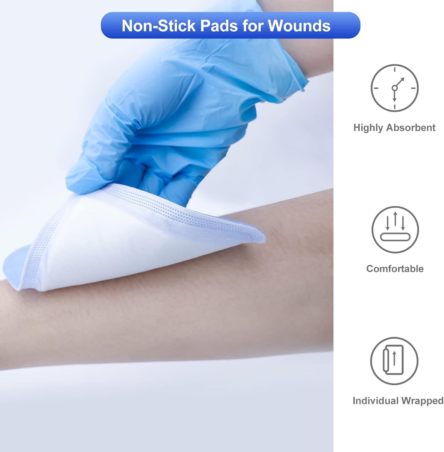 10 Count Super Absorbent Dressing Pads 4"x 4" - Non Stick Gauze Pads for Wound Care, Wound Bandages for Pressure Ulcers, Bedsores & Exudate Management