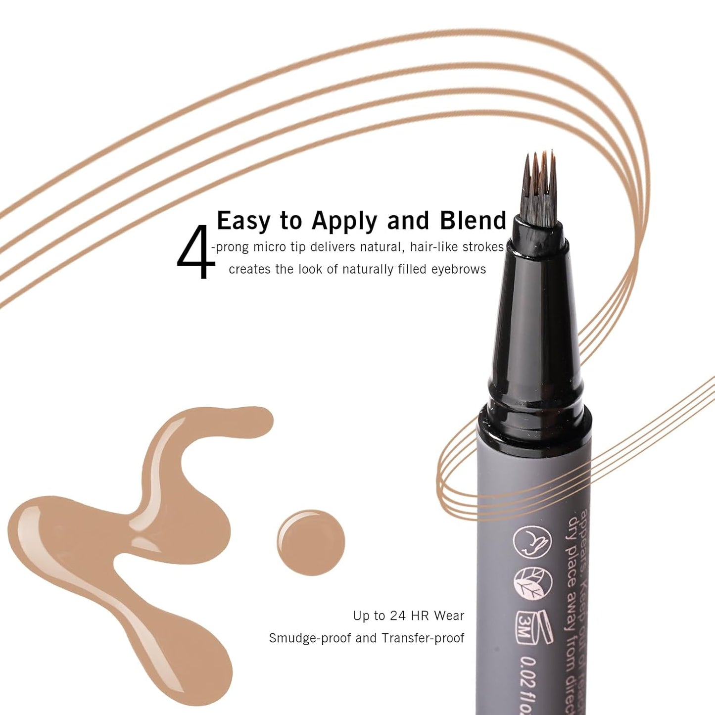 Light Brown Eyebrow Pencil, Strawberry Blonde Eyebrow Pen for Women,4-Tip Precision Brow Pen, Eyebrow Pencil with Hair Stroke, 24H Long Wear YES.EYE DO (Walnut Whisper-Light Brown)