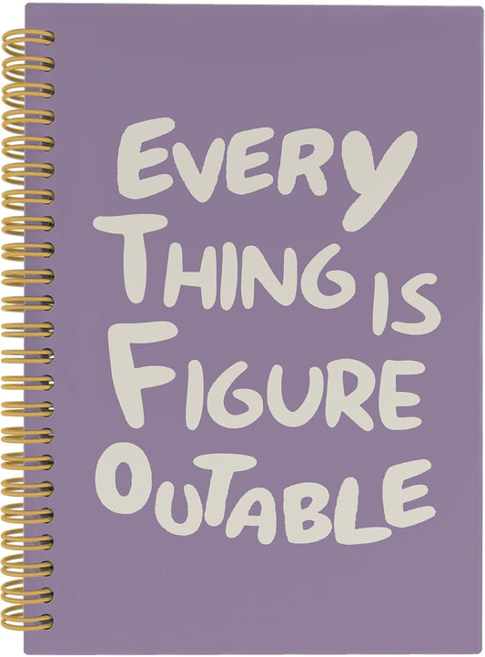 Inspirational Purple Notebook, Positive Affirmations Stress Relief Gifts, Office College Motivational Journal Notebooks, Everything Is Figureoutable Hardcover Spiral Notebook 5.5x8.3 Inch
