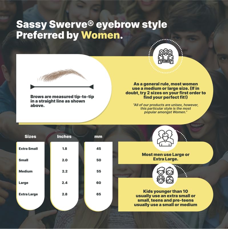 20 Pairs Medium Brown Temporary Eyebrow Tattoos, Waterproof and Smudge-Proof Medium Sassy Swerve Style Realistic Eyebrow Stickers for Women, Easy to Apply, Won't Work on Existing Brows
