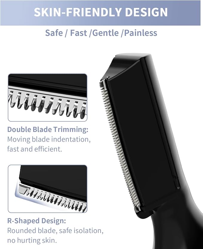 Eyebrow Trimmer, Electric Eyebrow Razor for Women Men, Rechargeable Painless LED Light Facial Hair Shaver Remover with Rinseable Blade for Face Lips Neck Leg