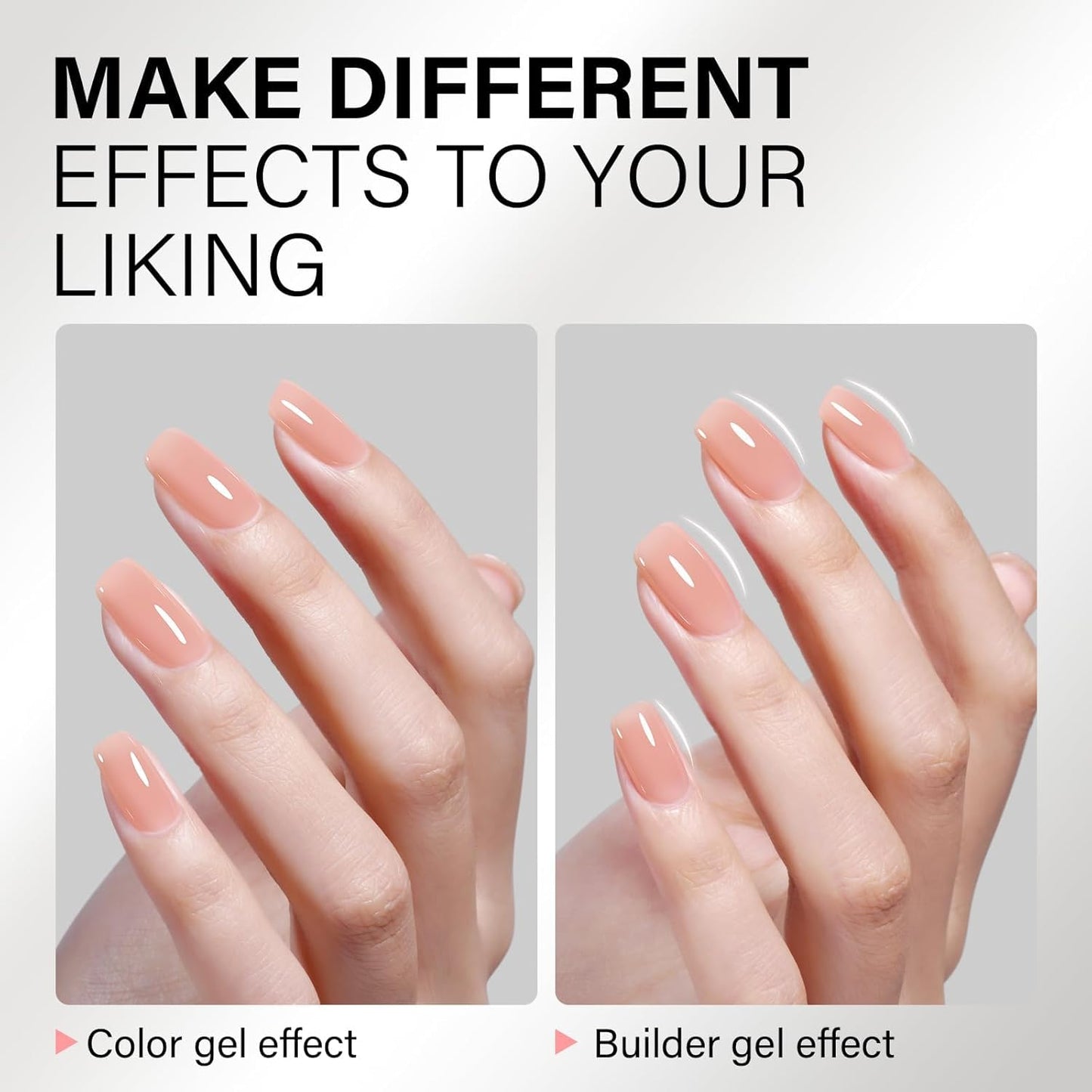 AILLSA Builder Gel Natural Nude 7 In 1 Hard Gel Polish for Nail Thickening Light Color Strengthener Gel Polish Sheer Nude Skin Tone Extension U V Gel for Nail Art Base Coat Needed 0.51 Oz GB93