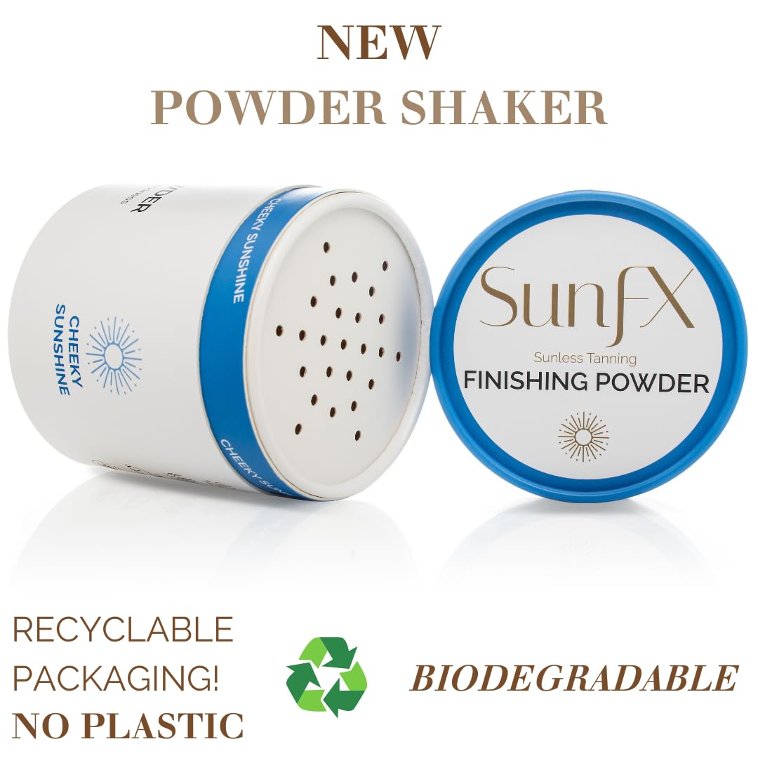 SunFX Post Spray Tan Translucent Finishing Powder | Talc Free | Sunless Tanning Setting Powder | Shimmer | Cheeky Sunshine 4.00 Ounce (Pack of 1)