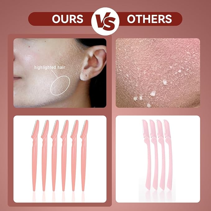 Hair Identifier Spray for Face Shaving - Gentle Facial Shaving Dermaplane Spray for Smooth, Glowing Skin, hair identifier spray for face dermaplaning Suitable for All Skin Types, Includes 6 Razors