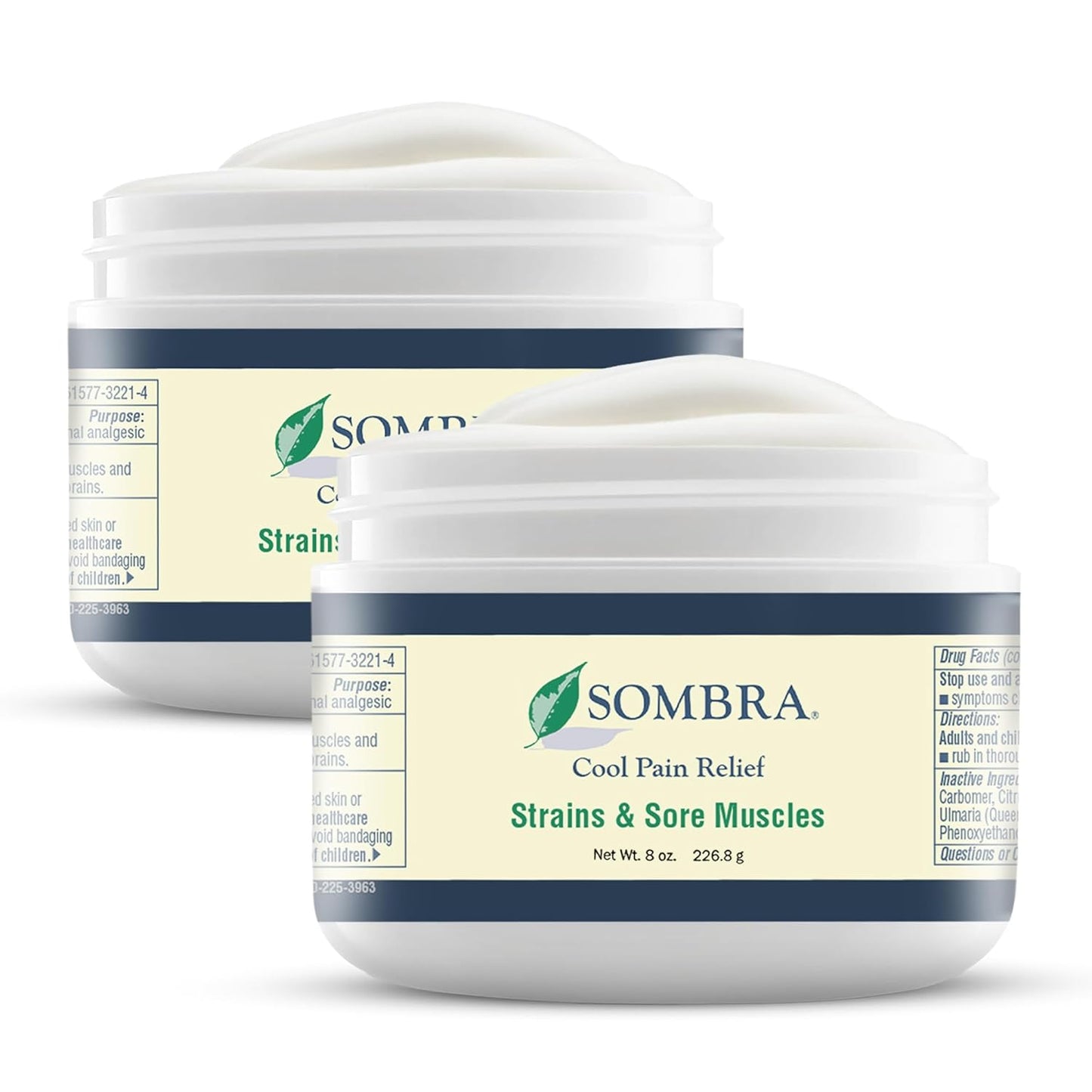 Sombra Original Cool Therapy Gel Cold Pain Relief for Swelling, Growing Pains, Soreness, Post-Workout, Vegan Formula Free of Artificial Fragrances, Dyes, NSAID, Wax, Petroleum, Alcohol - 8oz Per Jar