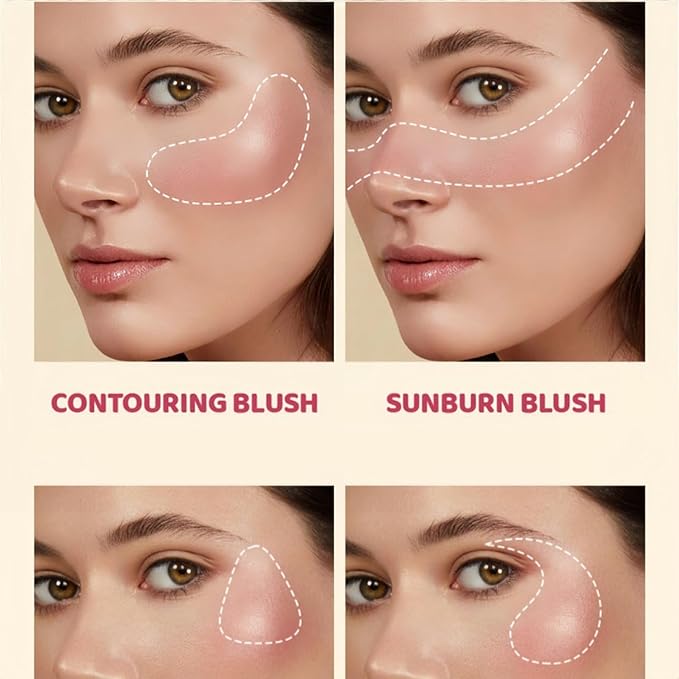 Shiny Blush 12 Color Cream High-Pigmented Buildable Face Blush Long-Lasting Natural Look Face Blush for Cheeks (Color 07)