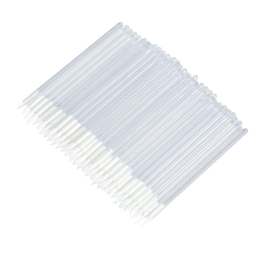 G2PLUS 100PCS Disposable Liner Brushes, Eyebrow and Liner Brush Applicator, Cosmetic Eye Wands for Lip Liners, Eye Makeup, Eyelashes and Detail Painting (Crystal Transparent)