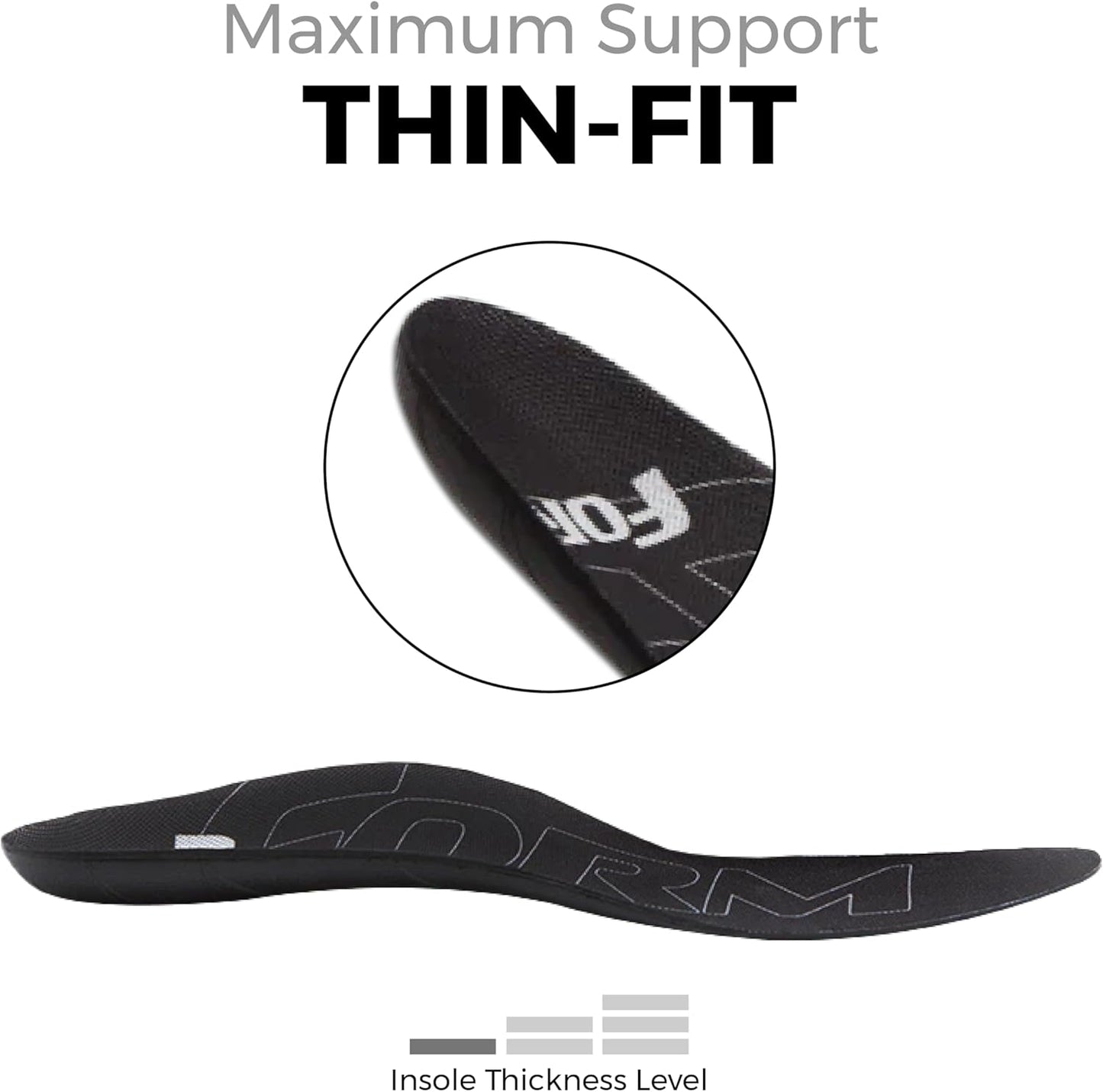 Ultra-Thin Plantar Fasciitis Insoles Designed for Comfort & Maximum Pain Relief, Ideal for Dress Shoes & Boots | Black (Men's 6-6.5, Women's 7.5-8)