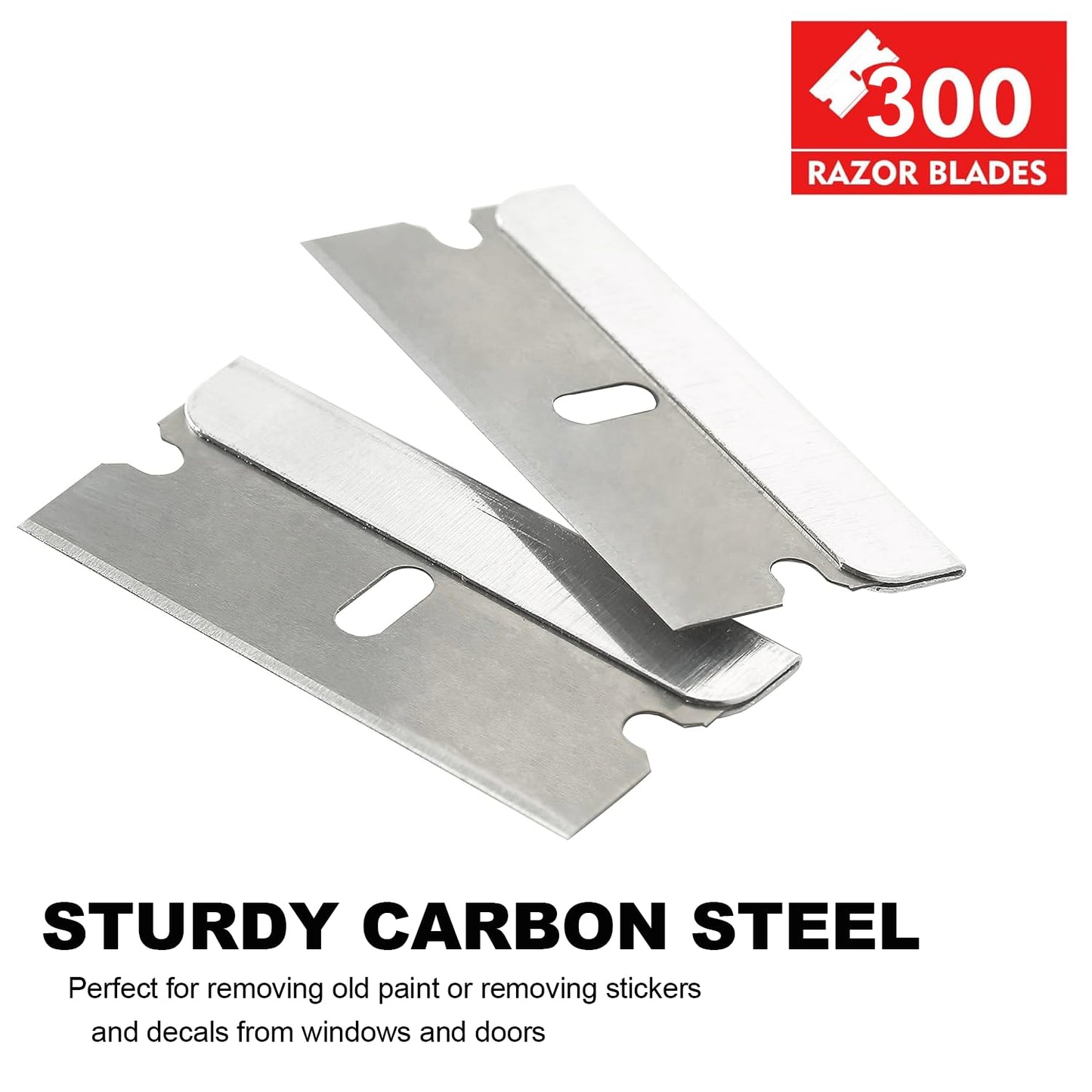 Great Andrew Single Edge Razor Blades, 300 Pack Straight Edge Razor Blade Safety Refills Blades Scraper for Box Cutting, Crafts, DIY, Heavy Duty & Industrial Use