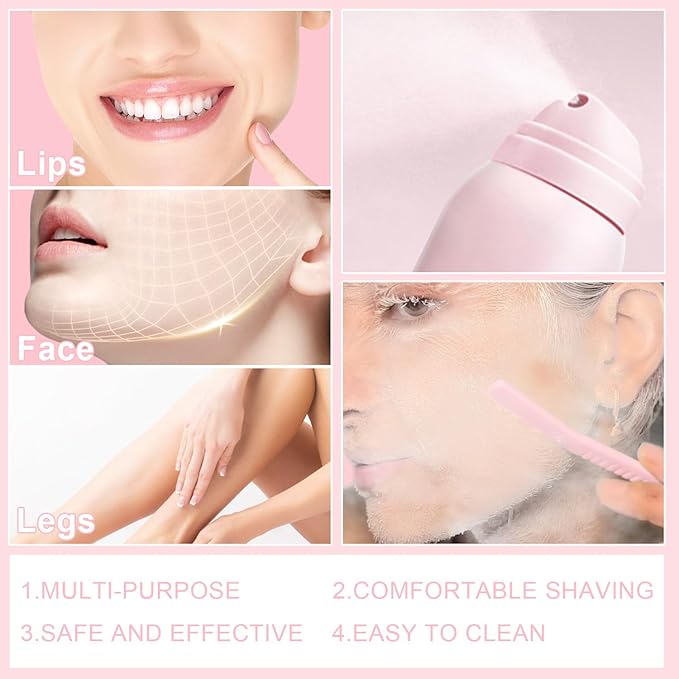 1PC Hair Identifier Spray for Face Shaving Dermaplaning Tool Skin Body for Women with 4 Face Razor for Skin Shaver Hair Removal Kit Suitable for all Skin Types