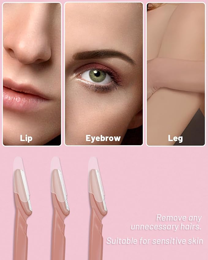 Dermaplane Razor, 60 Pcs Face Razors for Women and Men, Multipurpose Eyebrow Razor, Dermaplaning Tool for Face by MoHern, Terracotta