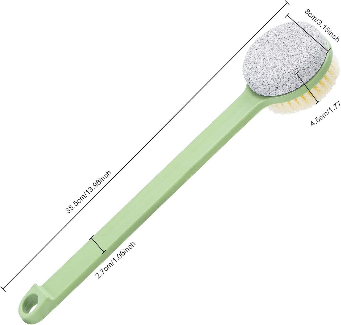 Pumice Stone for Feet with Long Handle (Double-Faced Straight Green Handle, Count, 1.0)