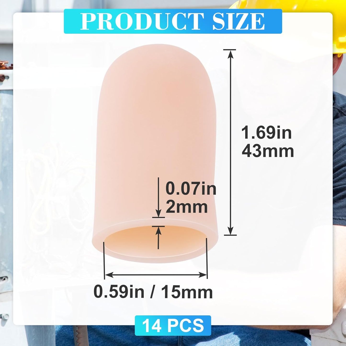 ANCIRS 14pcs Gel Finger Support Protector Caps Gloves, Gel Finger Cots/Covers, Silicone Fingertips for Hands Cracking, Eczema Skin, Trigger Finger Arthritis Pain Relief