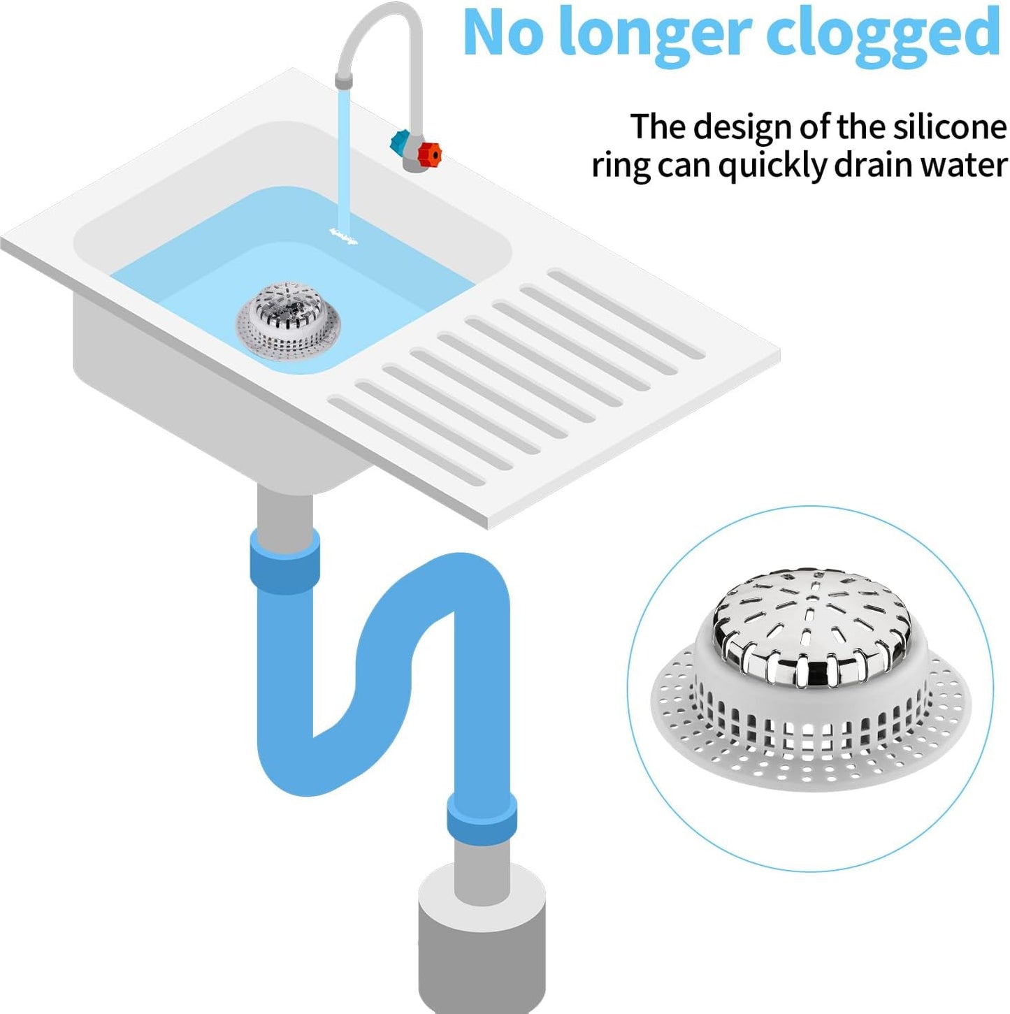 Shower Drain Hair Catcher, Shower Drain Cover, Bathtub Drain Hair Catcher for Pop-Up & Regular Drains (Top Small)