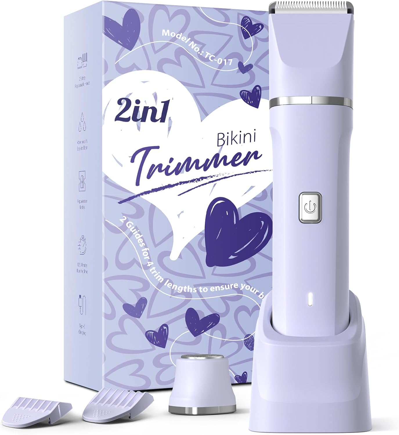 Electric Razors for Women - Wet/Dry Womens Electric Shaver for Bikini/Pubic Hair/Face/Legs/Intimate Area, epilators Hair Removal with Dock Charging, Christmas Gifts & Stocking Stuffers (Purple)