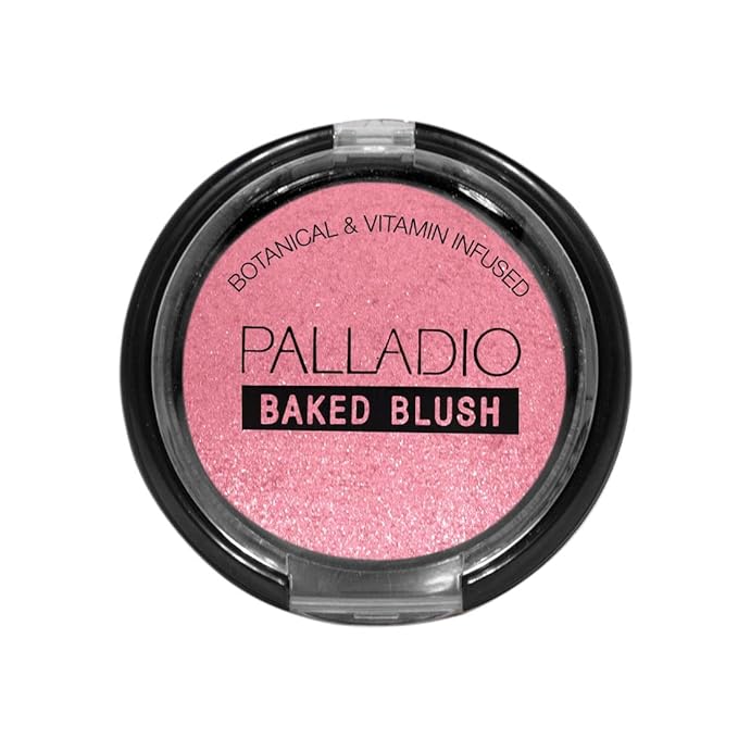 Palladio Baked Blush, Highly Pigmented Shimmery Formula, Easy to Blend and Highly Buildable, Apply Dry for a Natural Glow or Wet for a Dramatic Luminous Look, Long Lasting for All day Wear, Blushin