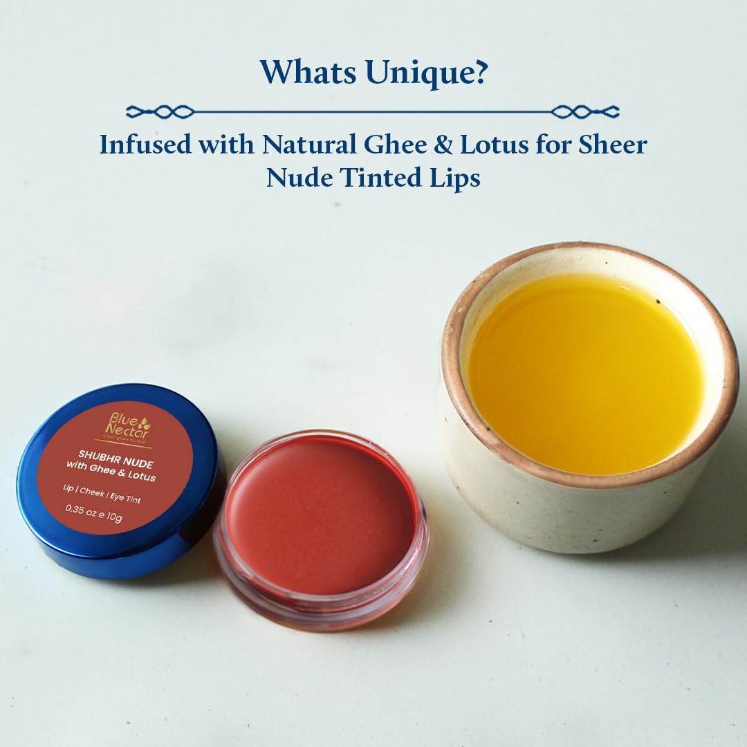 Blue Nectar Lip Tint Stain for Sheer Nude Tinted Lips | Hydrating Lip Tint, Color Infused, with Shea Butter for Natural Looking Finish (035Oz)