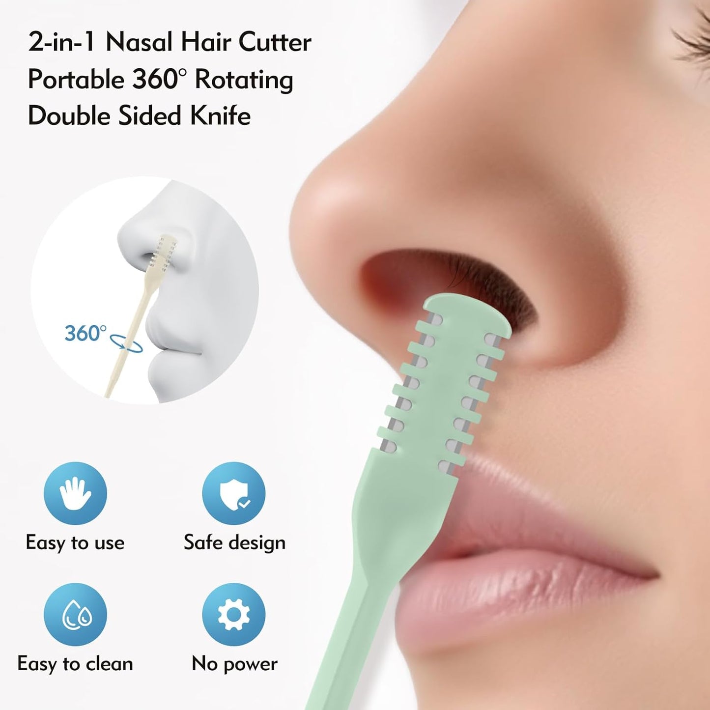 5Pcs 2-in-1 Nasal Hair Cutter, Double Sided Nose Hair Cutter, Portable 360° Rotating Manual Nose Hair Trimmer for Men and Women, Colorful