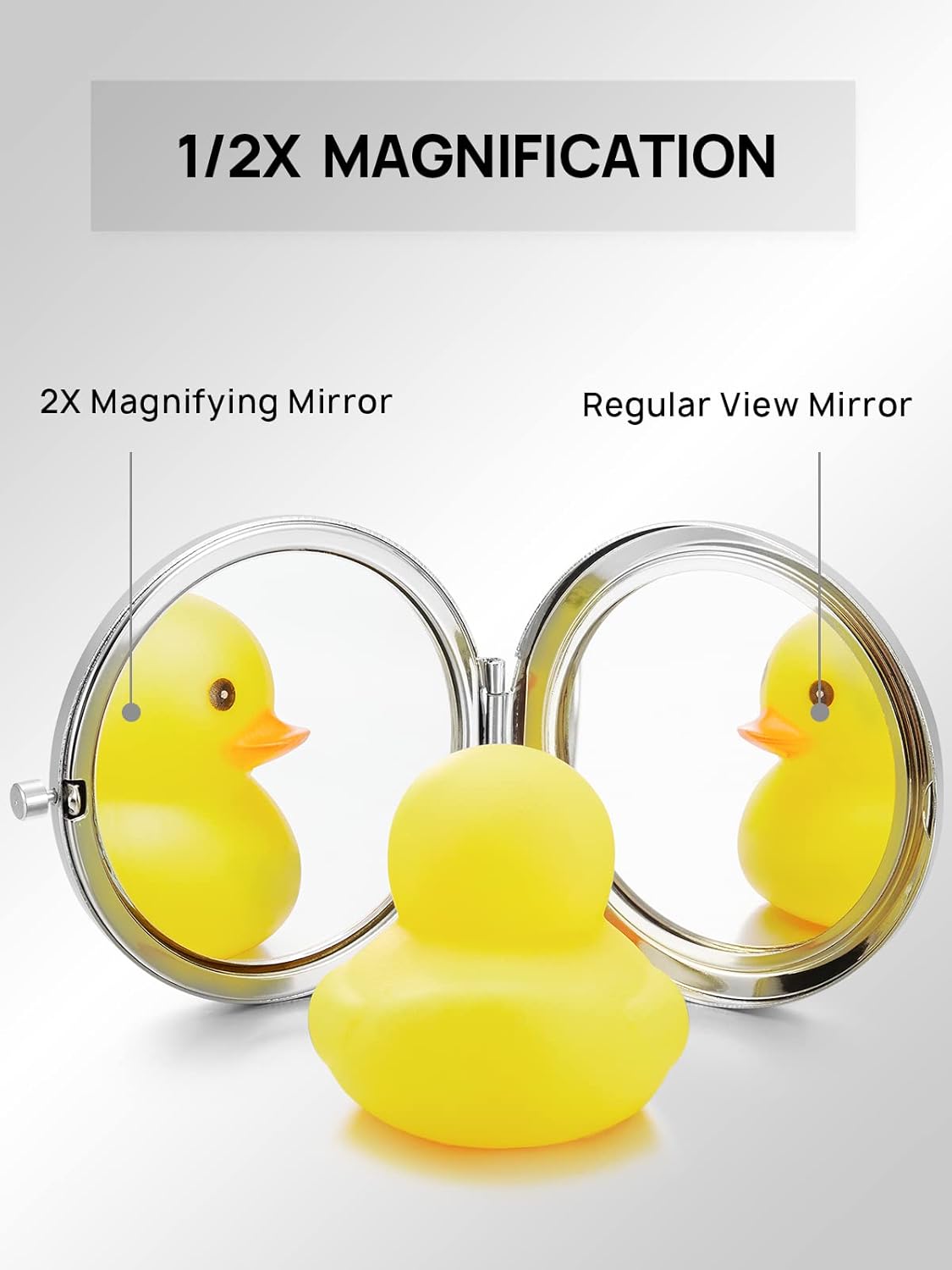 Compact Mirror Bulk, Pack of 24 Double-Sided 1X/2X Magnifying Metal Makeup Mirrors(Round, Silver)