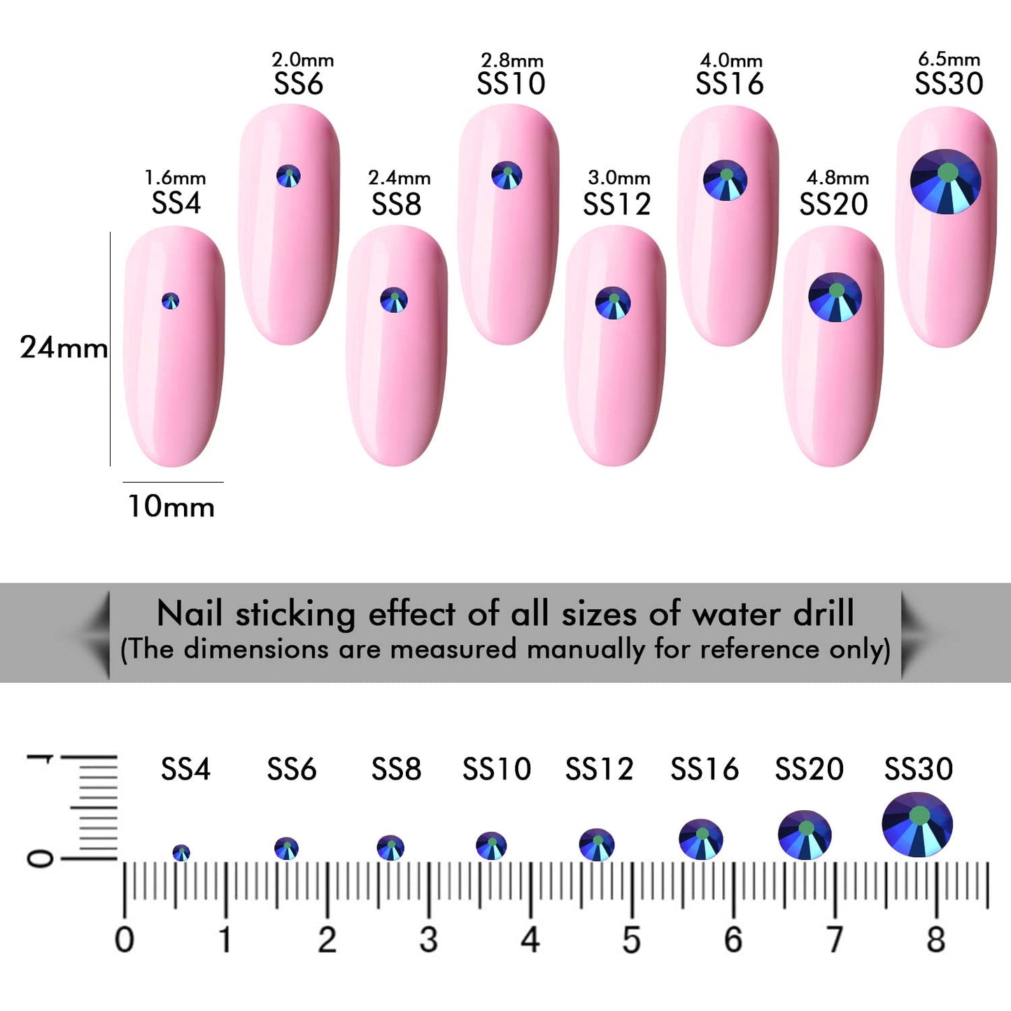 288Pcs Jet Ab Crystal Rhinestones,Glass Flatback Rhinestones Gemstones for Nail Face Makeup Art Crafts Clothes Decoration-(SS30,6.5mm,Jet Ab)