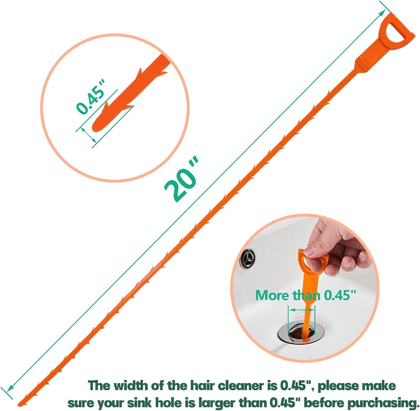 Drain Snake Hair Drain Clog Remover - 4 Pack Shower Snake Sink Unclogger Tool with Exquisite Packaging (Orange)