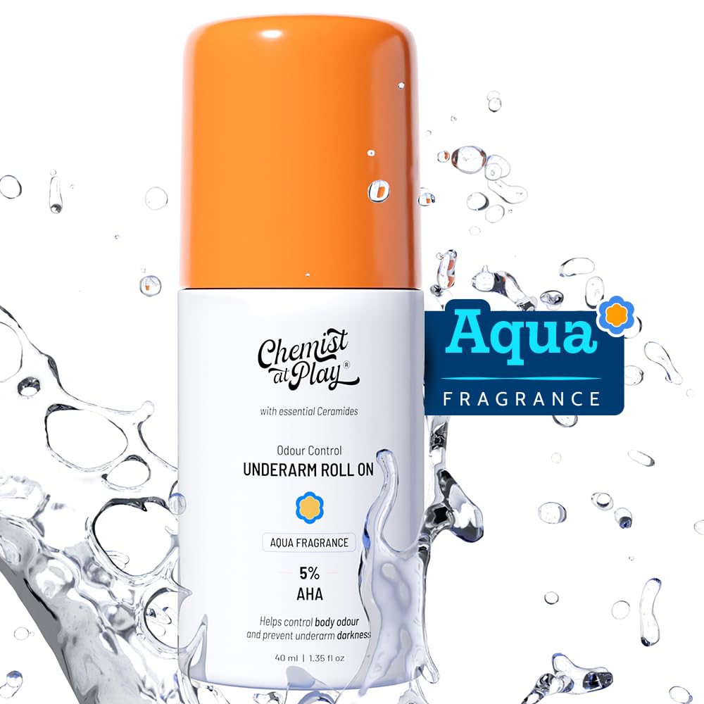UnderArm Roll-On with 5% AHA| Lactic & Mandelic Acid|Prevents Odour, Brightens Skin & Exfoliates Underarm | For Sensitive Skin | Aqua Fragrance | Alcohol & Aluminium Free | 1.35 fl oz