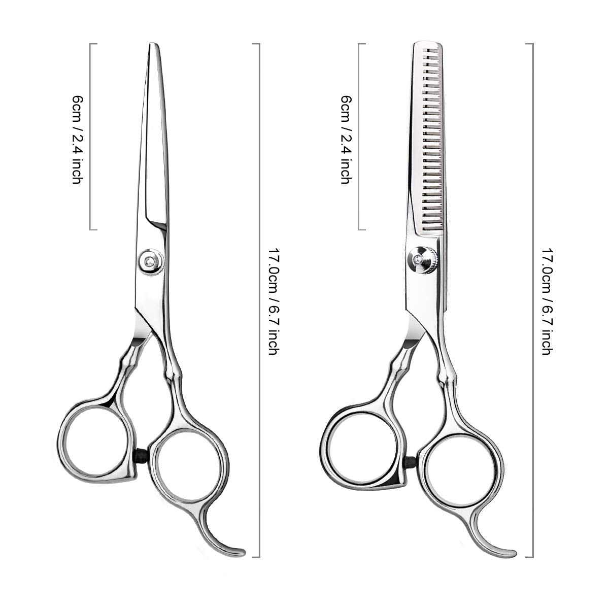 Hair Cutting Scissors Professional Home Haircutting Barber/Salon Thinning Shears Kit with Comb and Case for Men/Women (Silver)