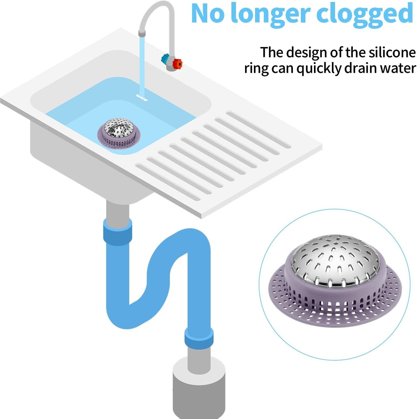 Shower Drain Hair Catcher, Shower Drain Cover, Bathtub Drain Hair Catcher for Pop-Up & Regular Drains