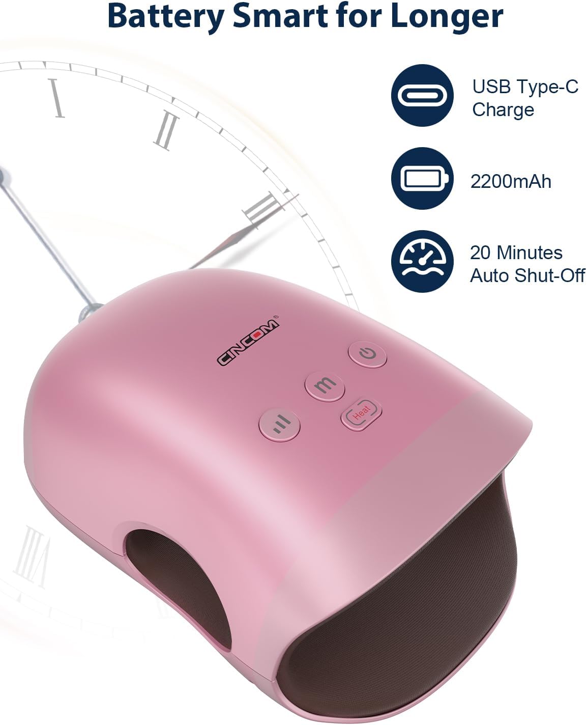 CINCOM Hand Massager - Cordless Hand Massager with Heat and Compression for Arthritis and Carpal Tunnel, Gifts for Women(Rose)