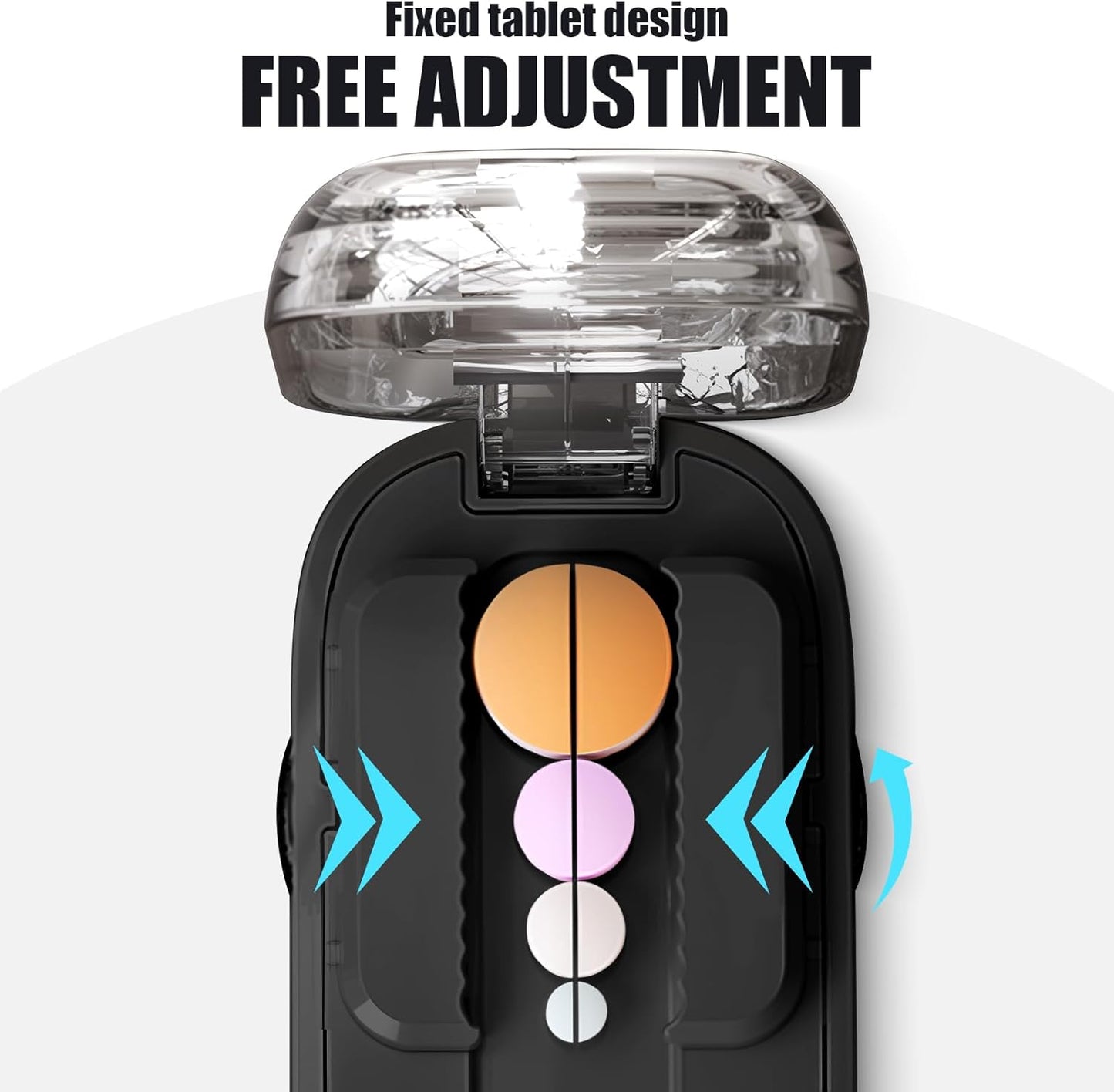 Portable Pill Cutter with Adjustable Slots – Multi Pill Splitter for Small & Large Tablets, Stainless Steel Blade, Clear Cut, Non-Slip Design, Easy to Use for Weekly Medication(Black, 1/2)