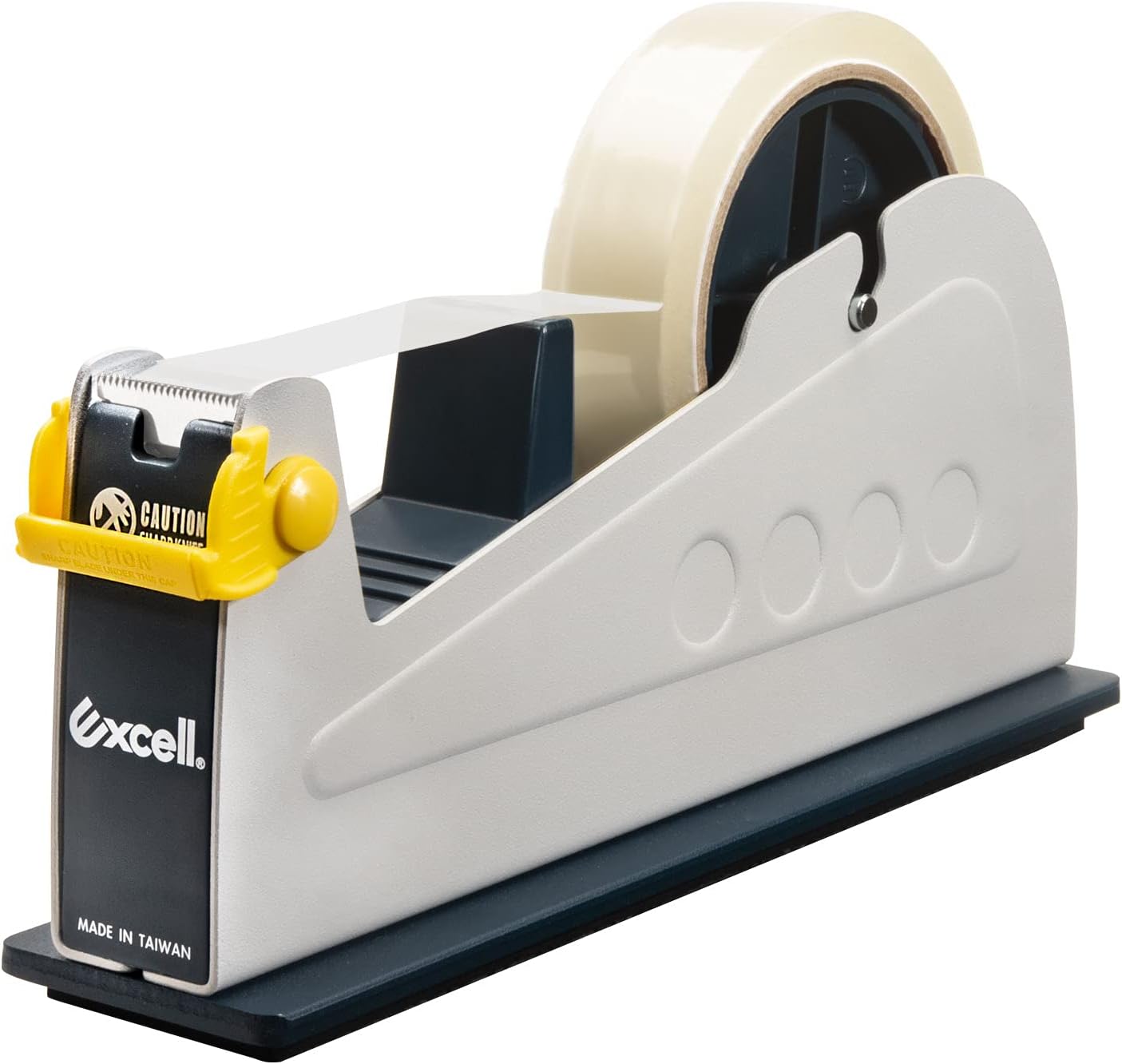 Excell ET-117 Heavy Duty Steel Desk Tape Dispenser (1" Wide) with Safety Blade Cover, Desk Top Dispenser for Home,Office, Shop, Retail Store and Warehouse Wrapping Purpose