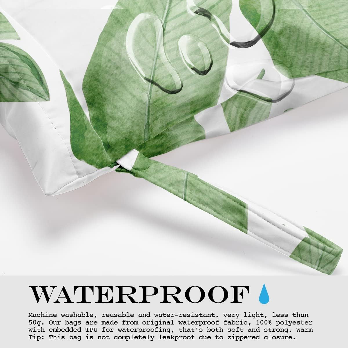 Wet Bag, Wet Dry Bag, Wet Bag for Swimsuit, Travel, Beach, Pool, Diapers, Dirty Yoga Gym Clothes, Makeup Bag, Waterproof Tropical Palm Leaves Decor Jungle Palm Leaf Favors